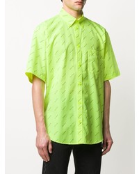 gelbgrünes bedrucktes Kurzarmhemd von Balenciaga