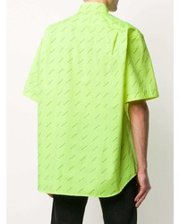 gelbgrünes bedrucktes Kurzarmhemd von Balenciaga