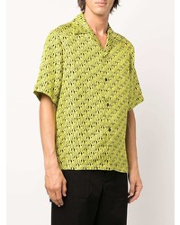 gelbgrünes bedrucktes Kurzarmhemd von Amiri