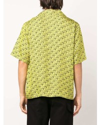 gelbgrünes bedrucktes Kurzarmhemd von Amiri