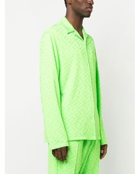 gelbgrünes bedrucktes Langarmhemd von Versace