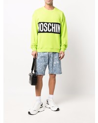 gelbgrünes bedrucktes Sweatshirt von Moschino