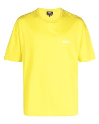 gelbgrünes bedrucktes T-Shirt mit einem Rundhalsausschnitt von A.P.C.