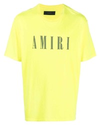 gelbgrünes bedrucktes T-Shirt mit einem Rundhalsausschnitt von Amiri