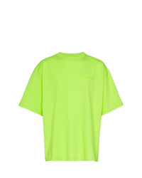 gelbgrünes bedrucktes T-Shirt mit einem Rundhalsausschnitt von Balenciaga