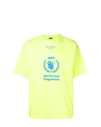 gelbgrünes bedrucktes T-Shirt mit einem Rundhalsausschnitt von Balenciaga