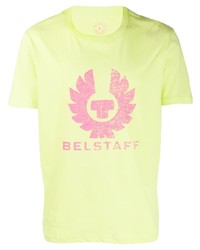 gelbgrünes bedrucktes T-Shirt mit einem Rundhalsausschnitt von Belstaff
