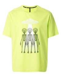 gelbgrünes bedrucktes T-Shirt mit einem Rundhalsausschnitt von Blackbarrett