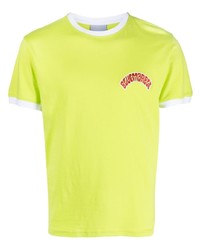 gelbgrünes bedrucktes T-Shirt mit einem Rundhalsausschnitt von BLUEMARBLE
