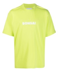 gelbgrünes bedrucktes T-Shirt mit einem Rundhalsausschnitt von Bonsai