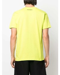 gelbgrünes bedrucktes T-Shirt mit einem Rundhalsausschnitt von Automobili Lamborghini