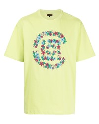 gelbgrünes bedrucktes T-Shirt mit einem Rundhalsausschnitt von Clot