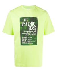 gelbgrünes bedrucktes T-Shirt mit einem Rundhalsausschnitt von Daily Paper