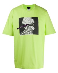 gelbgrünes bedrucktes T-Shirt mit einem Rundhalsausschnitt von Diesel
