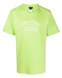 gelbgrünes bedrucktes T-Shirt mit einem Rundhalsausschnitt von Diesel
