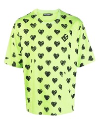 gelbgrünes bedrucktes T-Shirt mit einem Rundhalsausschnitt von Dolce & Gabbana