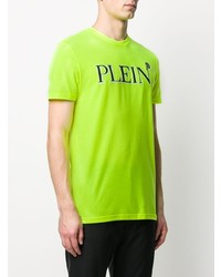 gelbgrünes bedrucktes T-Shirt mit einem Rundhalsausschnitt von Philipp Plein