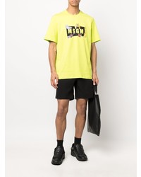 gelbgrünes bedrucktes T-Shirt mit einem Rundhalsausschnitt von MSGM