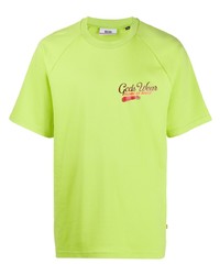 gelbgrünes bedrucktes T-Shirt mit einem Rundhalsausschnitt von Gcds