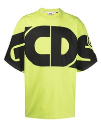gelbgrünes bedrucktes T-Shirt mit einem Rundhalsausschnitt von Gcds