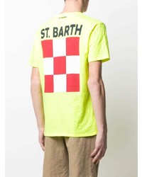 gelbgrünes bedrucktes T-Shirt mit einem Rundhalsausschnitt von MC2 Saint Barth