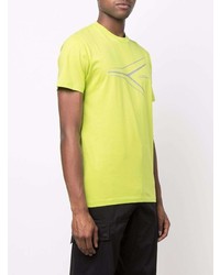 gelbgrünes bedrucktes T-Shirt mit einem Rundhalsausschnitt von Automobili Lamborghini