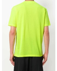 gelbgrünes bedrucktes T-Shirt mit einem Rundhalsausschnitt von McQ Alexander McQueen