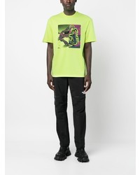 gelbgrünes bedrucktes T-Shirt mit einem Rundhalsausschnitt von The North Face