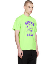 gelbgrünes bedrucktes T-Shirt mit einem Rundhalsausschnitt von Stray Rats