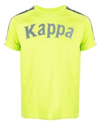 gelbgrünes bedrucktes T-Shirt mit einem Rundhalsausschnitt von Kappa