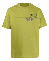 gelbgrünes bedrucktes T-Shirt mit einem Rundhalsausschnitt von Kenzo