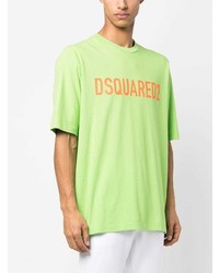 gelbgrünes bedrucktes T-Shirt mit einem Rundhalsausschnitt von DSQUARED2