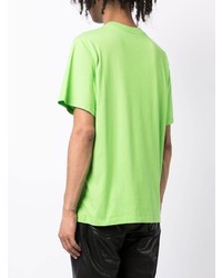 gelbgrünes bedrucktes T-Shirt mit einem Rundhalsausschnitt von Martine Rose
