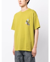 gelbgrünes bedrucktes T-Shirt mit einem Rundhalsausschnitt von FIVE CM