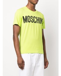 gelbgrünes bedrucktes T-Shirt mit einem Rundhalsausschnitt von Moschino