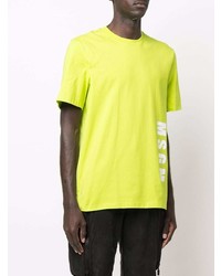 gelbgrünes bedrucktes T-Shirt mit einem Rundhalsausschnitt von MSGM