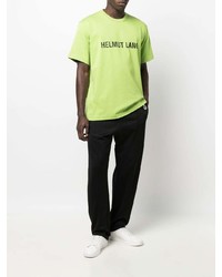 gelbgrünes bedrucktes T-Shirt mit einem Rundhalsausschnitt von Helmut Lang