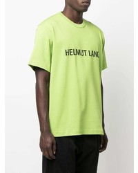 gelbgrünes bedrucktes T-Shirt mit einem Rundhalsausschnitt von Helmut Lang