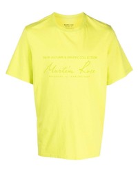 gelbgrünes bedrucktes T-Shirt mit einem Rundhalsausschnitt von Martine Rose