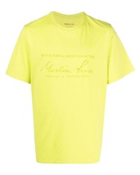 gelbgrünes bedrucktes T-Shirt mit einem Rundhalsausschnitt von Martine Rose