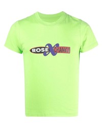 gelbgrünes bedrucktes T-Shirt mit einem Rundhalsausschnitt von Martine Rose