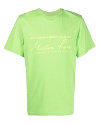 gelbgrünes bedrucktes T-Shirt mit einem Rundhalsausschnitt von Martine Rose