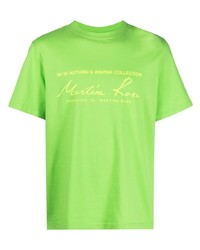 gelbgrünes bedrucktes T-Shirt mit einem Rundhalsausschnitt von Martine Rose