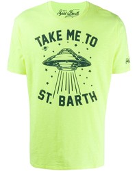 gelbgrünes bedrucktes T-Shirt mit einem Rundhalsausschnitt von MC2 Saint Barth