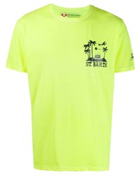 gelbgrünes bedrucktes T-Shirt mit einem Rundhalsausschnitt von MC2 Saint Barth