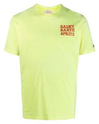 gelbgrünes bedrucktes T-Shirt mit einem Rundhalsausschnitt von MC2 Saint Barth