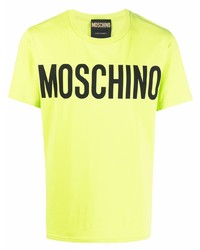 gelbgrünes bedrucktes T-Shirt mit einem Rundhalsausschnitt von Moschino