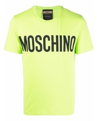 gelbgrünes bedrucktes T-Shirt mit einem Rundhalsausschnitt von Moschino