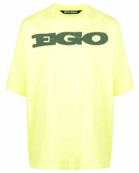 gelbgrünes bedrucktes T-Shirt mit einem Rundhalsausschnitt von Palm Angels