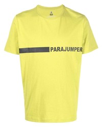 gelbgrünes bedrucktes T-Shirt mit einem Rundhalsausschnitt von Parajumpers